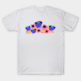 BLUE PINK FLOWER DESIGN T-Shirt